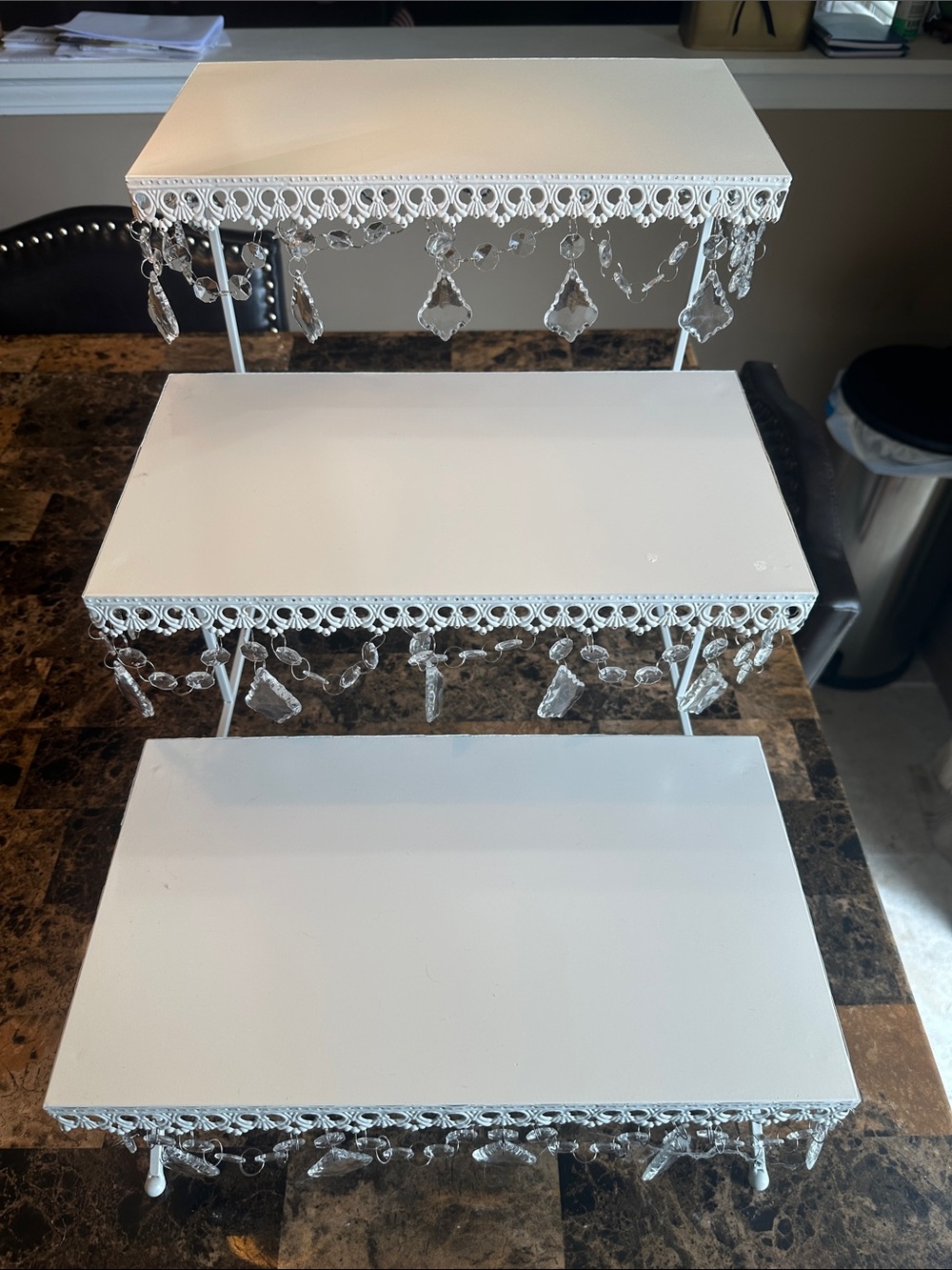 Set of 2 White Tiered Cupcake Holders